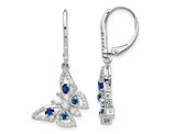 1/2 Carat (ctw) Blue Sapphire Butterfly Earrings in 14K White Gold with Diamonds 1/3 carat (ctw)